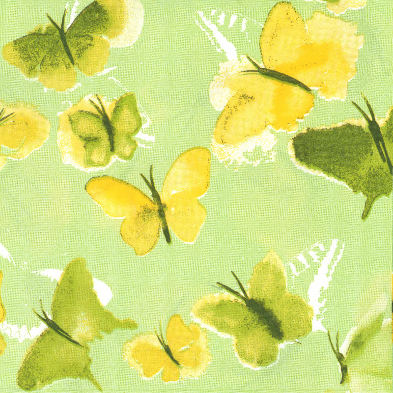 Tissue Hantiss Serviette, 33 x 33 cm, 3-lagig (1/4 Falz), Butterfly, grün Tissue Hantiss Serviette, 33 x 33 cm, 3-lagig (1/4 Falz), Butterfly, grün