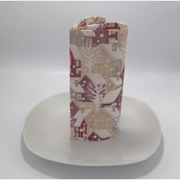 Airlaid Hantessa Serviette 40 x 40 cm, Zermatt rot-taupe