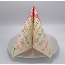 Hantessa Airlaid-Serviette, 40 x 40 cm, Motiv Navidad, creme-rot-grün