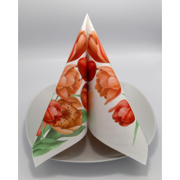 Hantessa Airlaid-Serviette, 40 x 40 cm, Motiv Tulpenblüte, rot