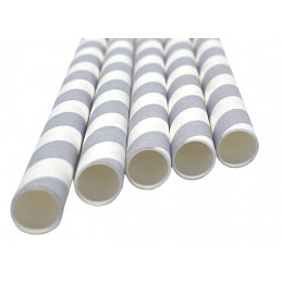 Bio Strohhalme aus Papier, Trinkhalme biologisch abbaubar, grün/weiß, Ø 8mm