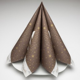 Airlaid Hantessa Serviette 40 x 40 cm, Winterdorf weiß/braun