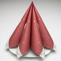 Airlaid Hantessa Serviette 40 x 40 cm, Winterdorf weiß/bordeaux