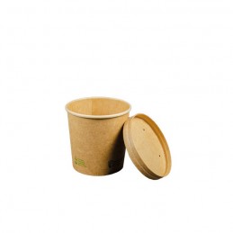 Bio Suppenbecher mit Deckel braun aus Hartpapier, 450ml