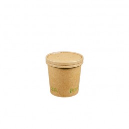 Bio Suppenbecher mit Deckel braun aus Hartpapier, 350ml