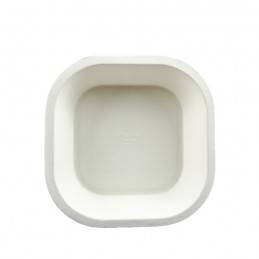 Bio Teller Bagasse (Zuckerrohr) naturweiß eckig, 17x17x3,5cm