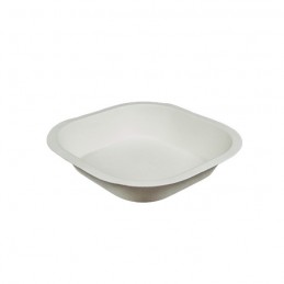 Bio Teller Bagasse (Zuckerrohr) naturweiß eckig, 17x17x3,5cm