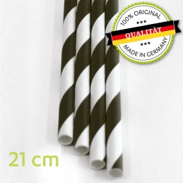 Bio Strohhalme aus Papier, Trinkhalme schwarz-weiß, Ø 6mm