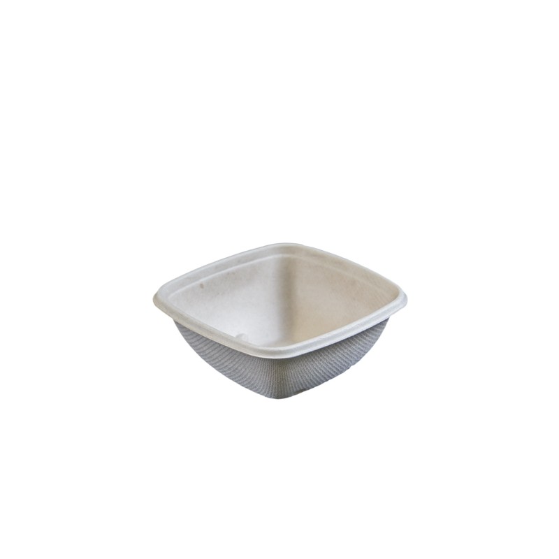 Bio Schale Bagasse/Zuckerrohr naturweiß quadratisch, 375ml, 13x13x5cm