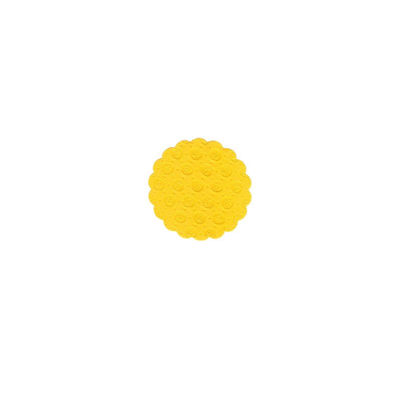 Tissue-Tassendeckchen ∅ 90 mm, 9-lagig, rund,mit Rosenprägung, gelb Tissue-Tassendeckchen ∅ 90 mm, 9-lagig, rund,mit Rosenprägung, gelb