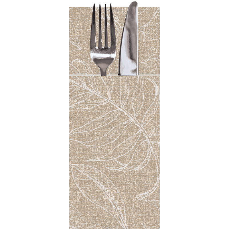 Hantessa 2in1 Airlaid-Besteckserviette Smart, 33 x 40 cm, Plants, cappuccino