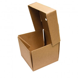 Bio Burger-Faltbox Karton braun, 12,5x12,5x10,5cm
